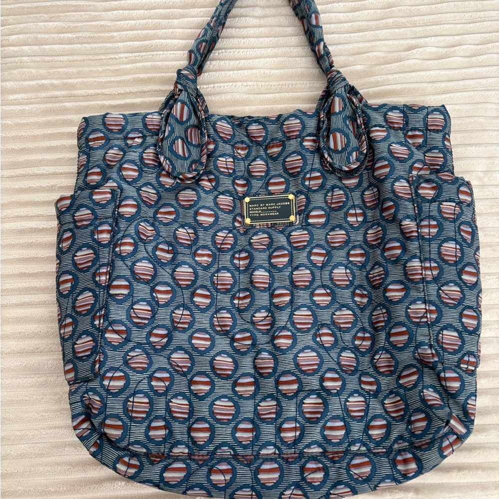 Marc by Marc Jacobs Blue Patterned Nylone Tote Bag